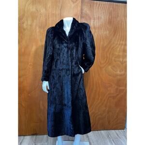 Vtg DASCO Faux Mink Fur Long Coat  Black Reddish Tone  Sold at A&S NY –Women’s L